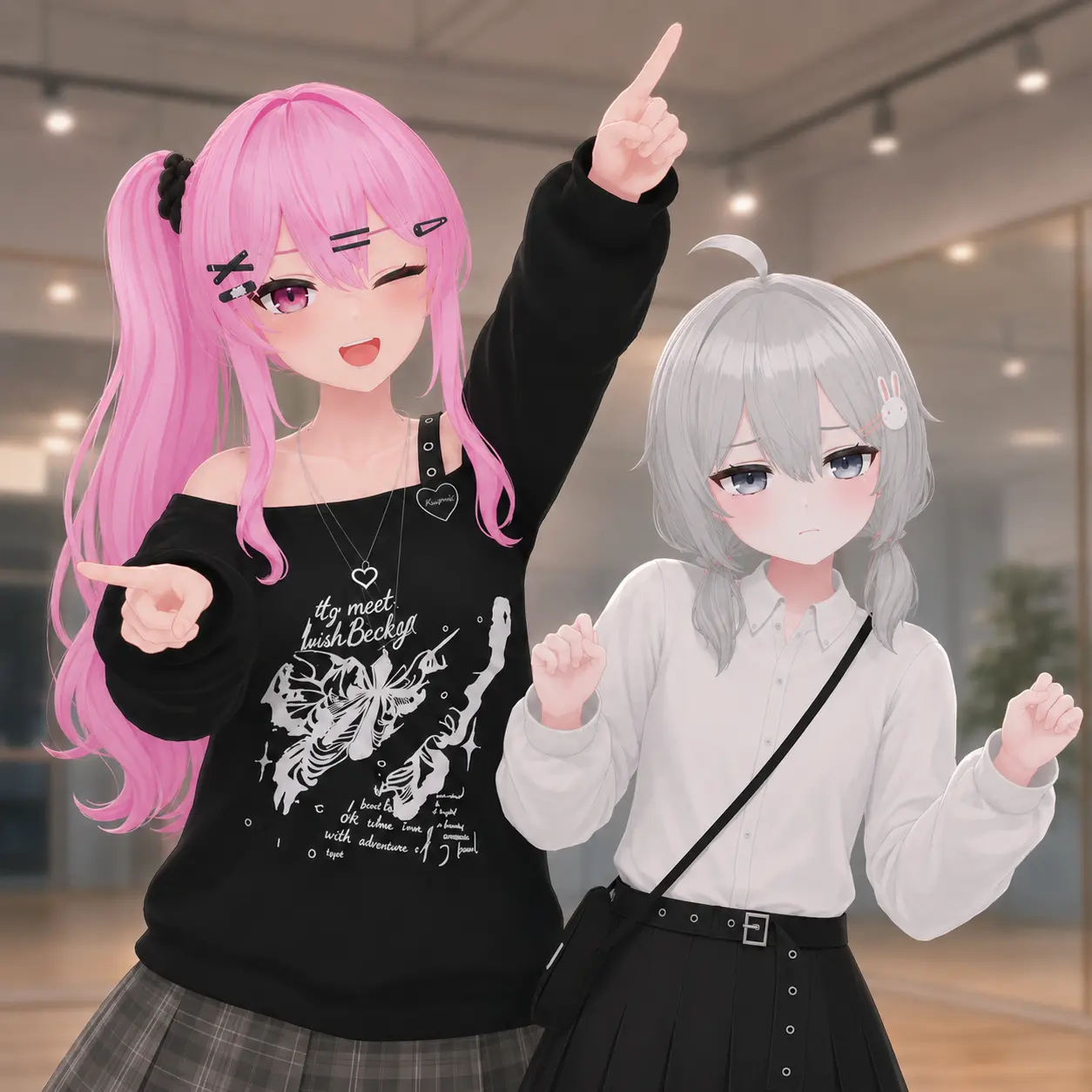 AIモーションの更新を紹介するナツキとフユミ